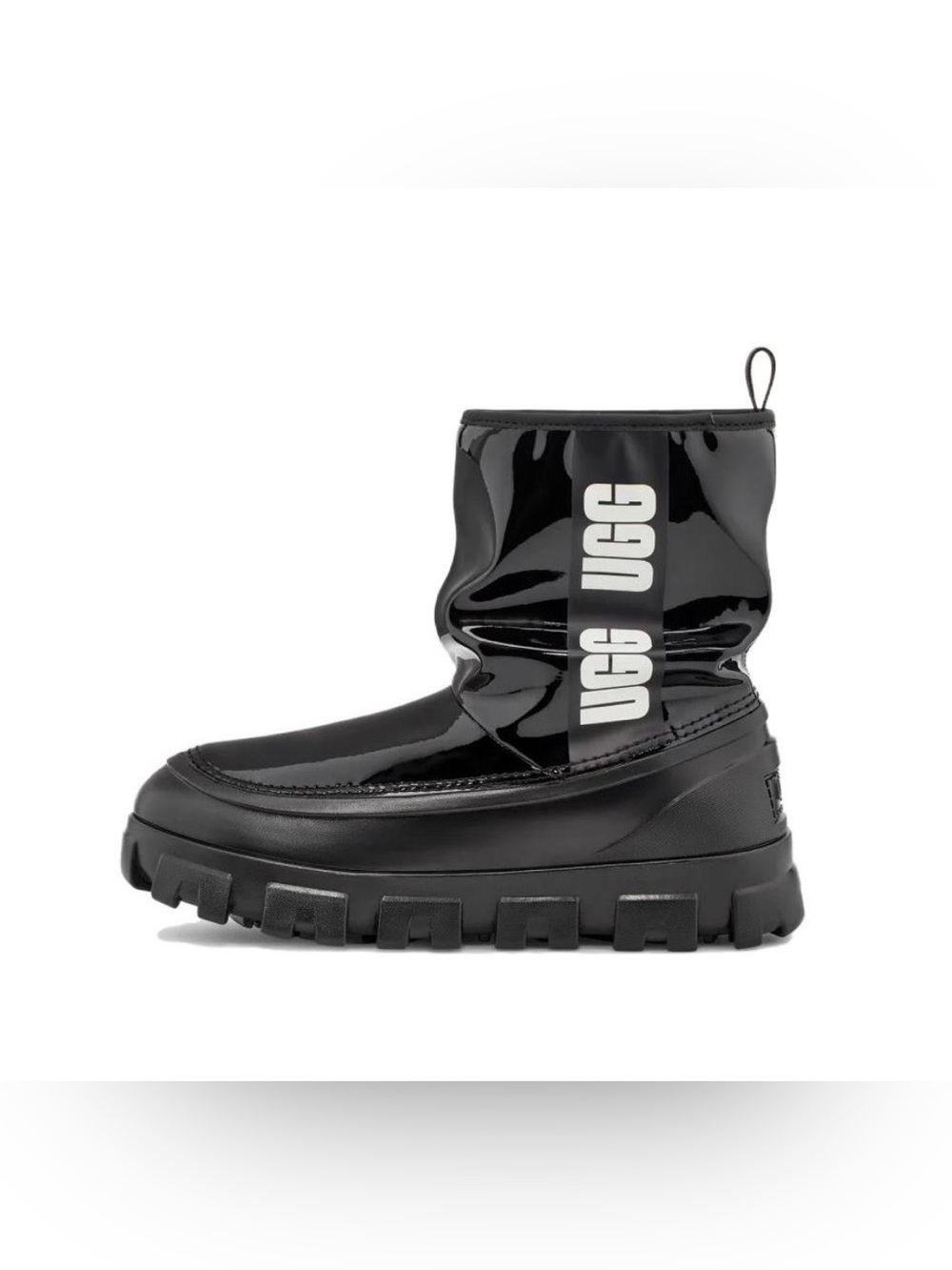 UGG Women's Black Glossy Lug-Sole Rain Boot